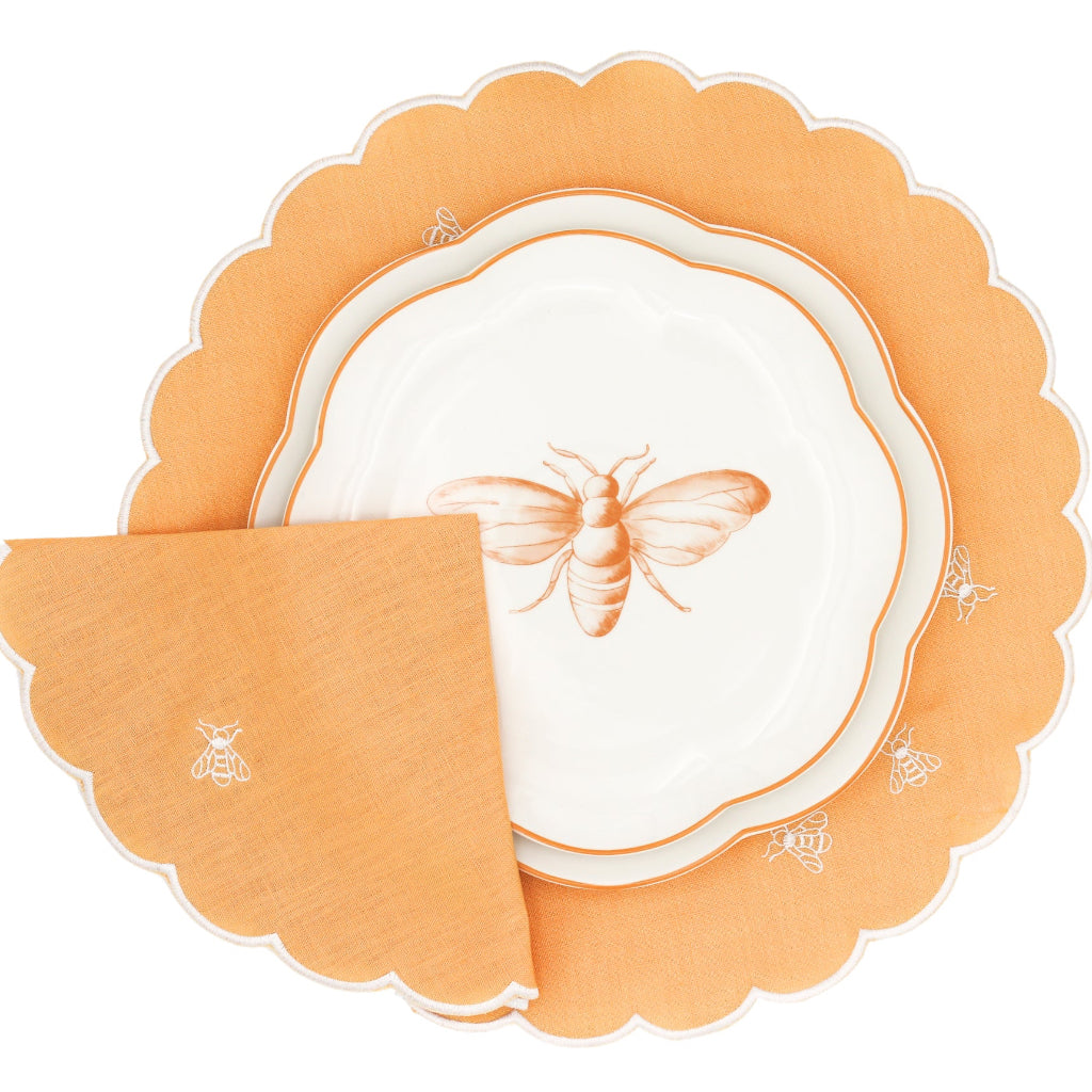 Bumble Voyage Scalloped Ceramic Dinner Plates – Case of 12 (+3 Bonus Plates)