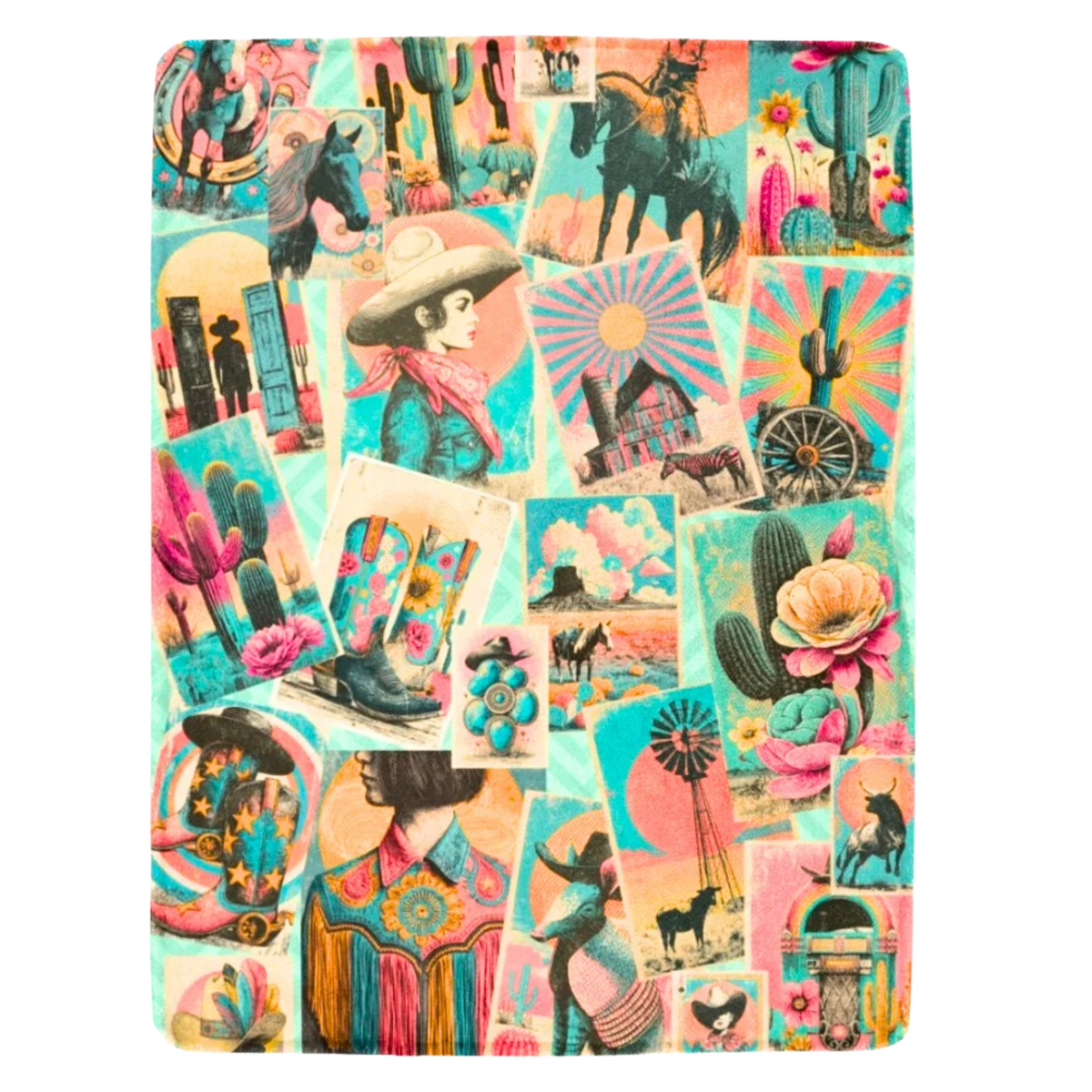 Baha Ranch Honky Tonk Kitsch Collage blanket 60 x 80 Ultra-Soft Micro Fleece Blanket Made in America