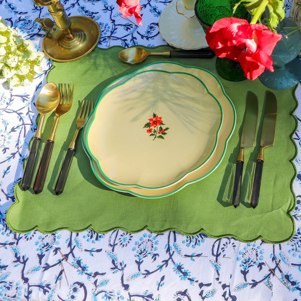 Eleanor Royal Blue Organic Cotton Tablecloth