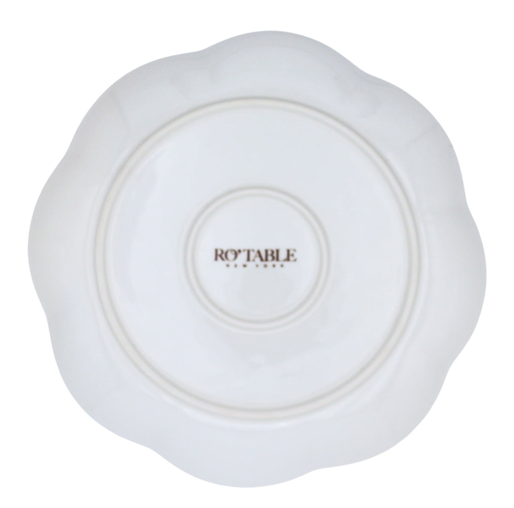 Festive Flora Scalloped Ceramic Dinner Plates – Set of 4 (+1 Bonus Plate)