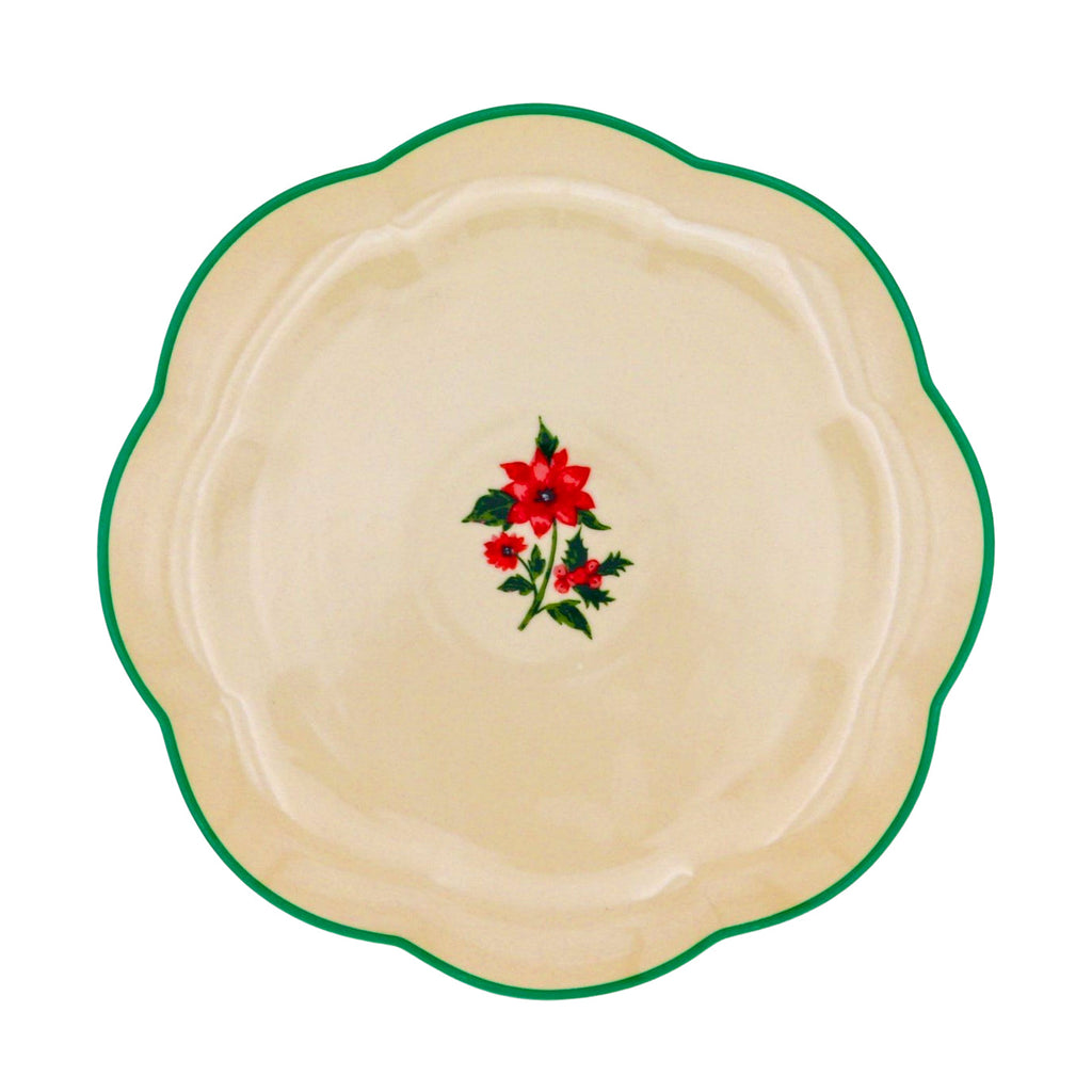 Festive Flora Scalloped Ceramic Starter Plates – Case of 12 (+3 Bonus Plates)