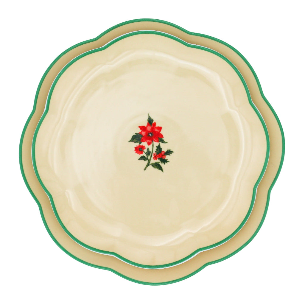 Festive Flora Scalloped Ceramic Starter Plates – Case of 12 (+3 Bonus Plates)