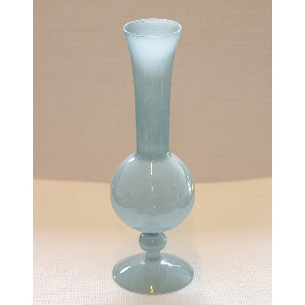 Frosted Blue Haze Glass Vases – Pair