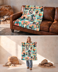 Baha Ranch Honky Tonk Kitsch Collage Throw Blanket Ultra-Soft Micro Fleece 40" x 50" Made in America