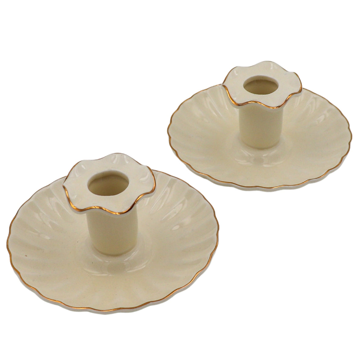 Gilded Cream Ceramic Candle Holders – Case of 12