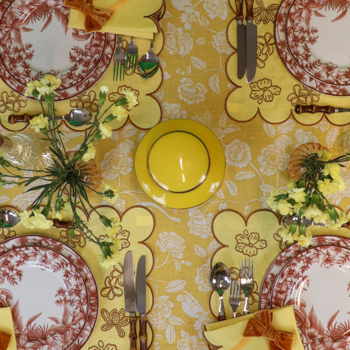 Marigold Flora Parlour Premium Linen Tablecloth