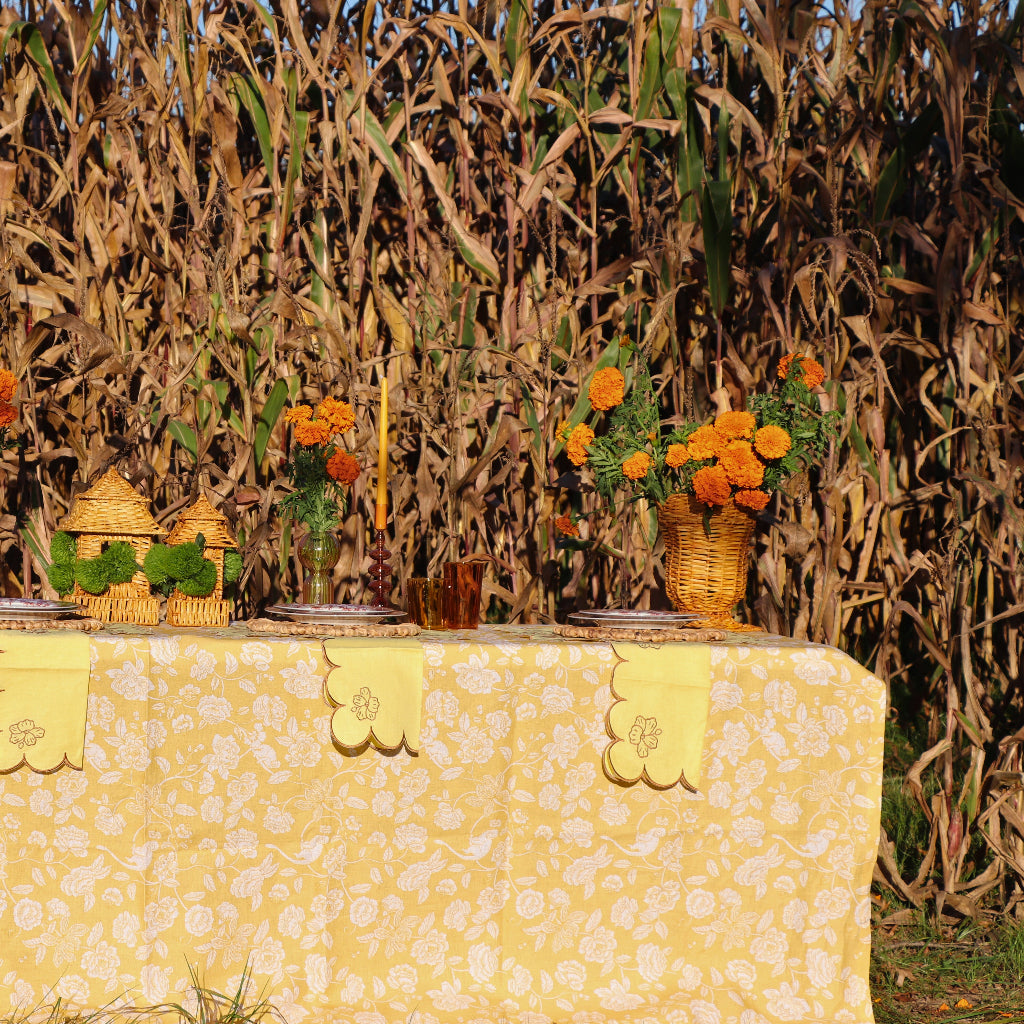 Marigold Flora Parlour Premium Linen Tablecloth