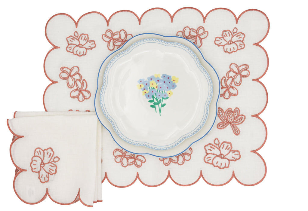 Meadow Flora Scalloped Ceramic Starter Plates – Case of 12 (+3 Bonus Plates)