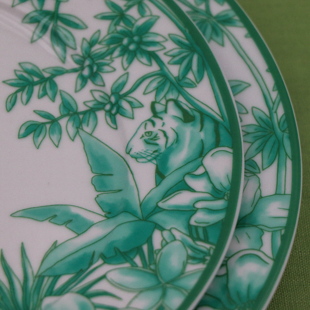 Monsoon Verdant Porcelain Dinner Plates – Set of 4 (+1 Bonus Plate)