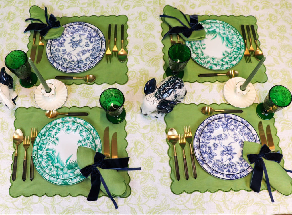 Monsoon Verdant Porcelain Dinner Plates – Set of 4 (+1 Bonus Plate)