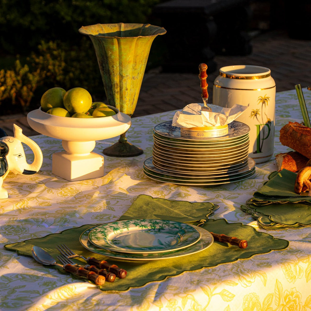 Monsoon Verdant Porcelain Starter Plates – Set of 4 (+1 Bonus Plate)