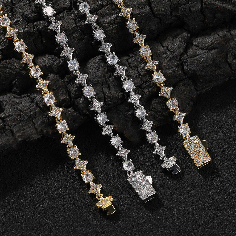 Star zircon tennis chain necklace