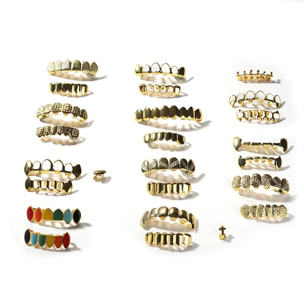 Hip-hop polished braces with gold electroplating