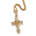 Hip-hop rose cross necklace with 5A zircon inlay