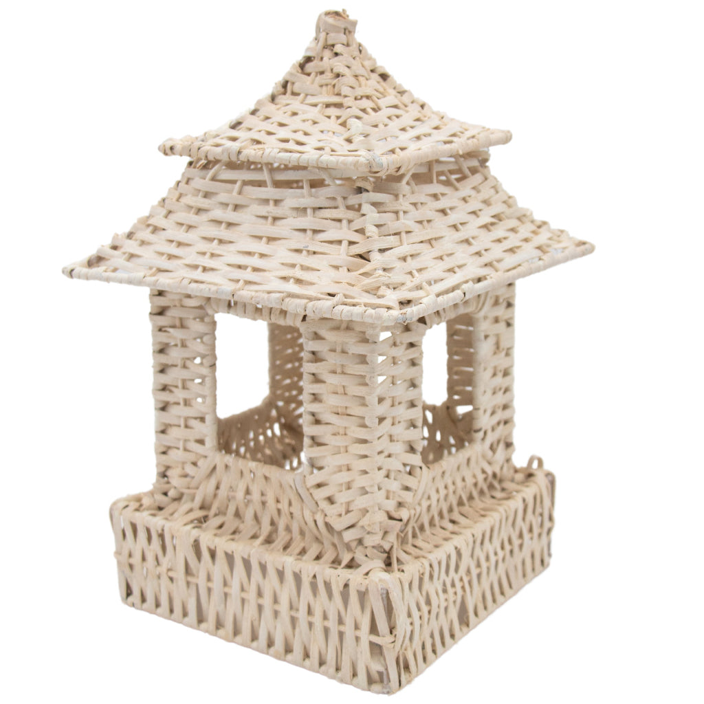 White Rattan Pagoda Lanterns – Set of 2