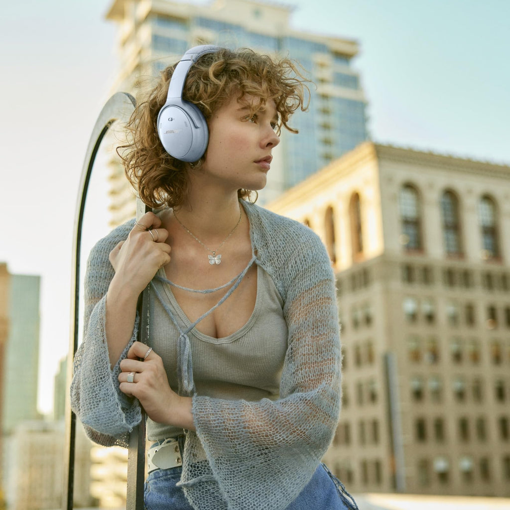 Bose QuietComfort Bluetooth Headphones, Wireless Headphones with Active Over Ear Noise Cancelling and Mic, Deep Bass, Up to 24 Hours of Playtime, Blue Dusk - Limited Edition Color
