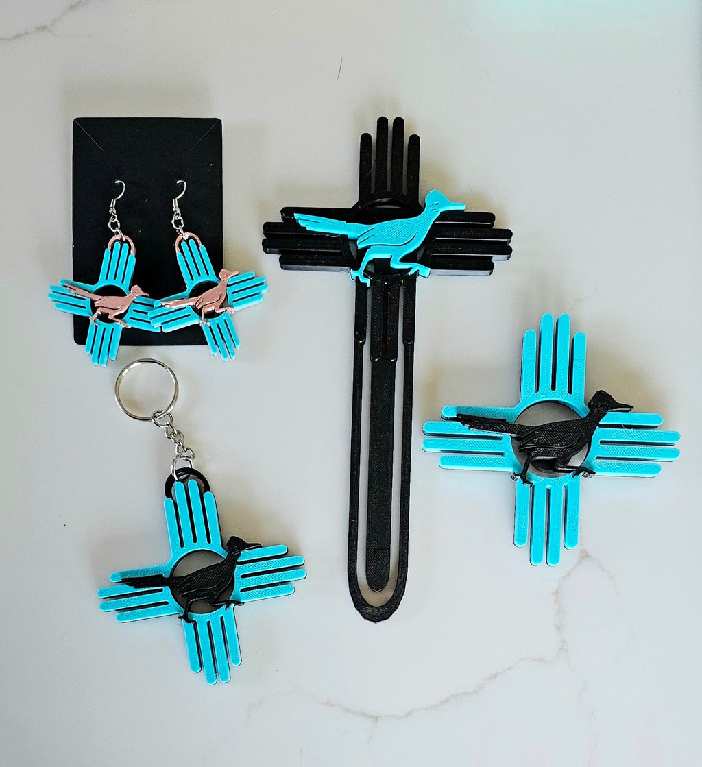 3D New Mexico Zia Magnet or Bookmark or Keychain or Earrings